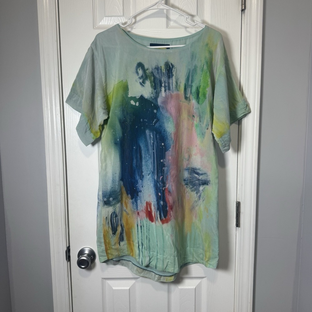 Maeve by anthropologie T Shirt Tunic Dress Silk Size Small Watercolor